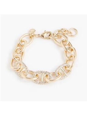 New! J.Crew Gold Crystal Chain Link Bracelet (1074) NWT